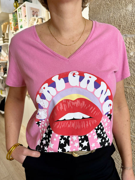 T Shirt Rachelle Lips Magenta
